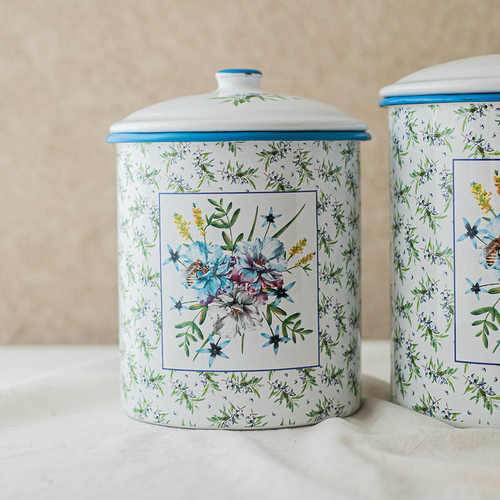 CONTENEDOR CHICO CON TAPA FLORES Y OLIVO