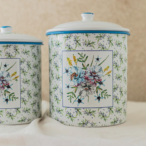 CONTENEDOR GRANDE CON TAPA FLORES Y OLIVO