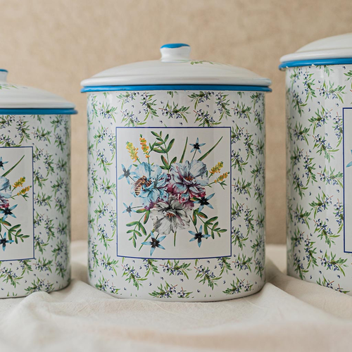 CONTENEDOR MEDIANO CON TAPA FLORES Y OLIVO