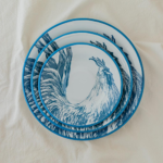 SET PLATOS X3 GALLO AZUL