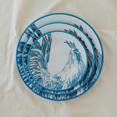 SET PLATOS X3 GALLO AZUL