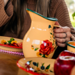 JARRA BOMBÉ BORDE VERDE ROSAS - Imagen 2