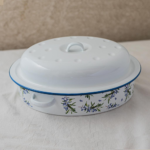 FUENTE OVAL CON TAPA FLORES Y OLIVO