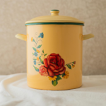 OLLA GUISERA CHICA BORDE VERDE ROSAS