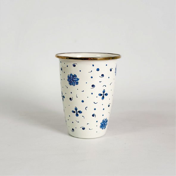 VASO CONICO GRANDE FLORES AZULES